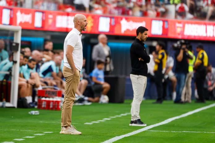 Manchester United manager Erik Ten Hag and Arsenal boss Mikel Arteta